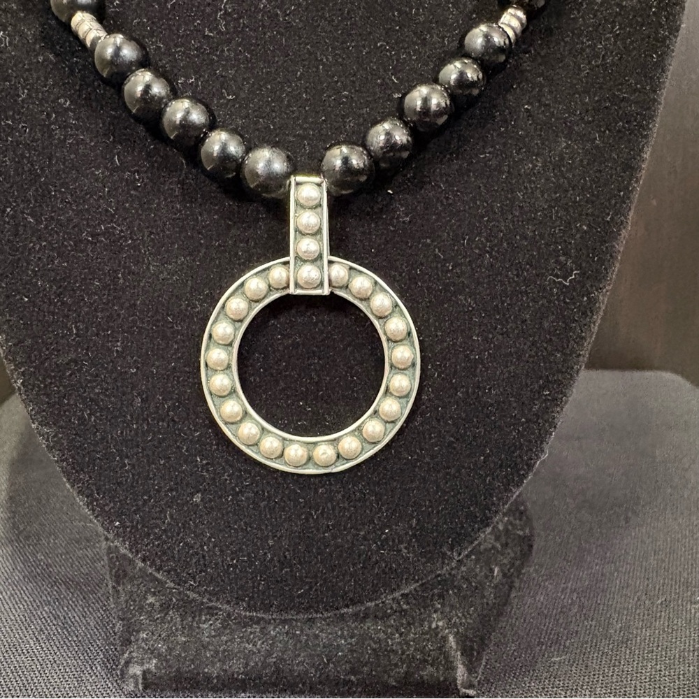 925 Sterling Silver & Black Onyx Beaded Necklace - Picture 4 of 8